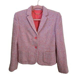 Elie Tahari Designer Pink Tweed Blazer Fully Lined Spring Summer Size 6